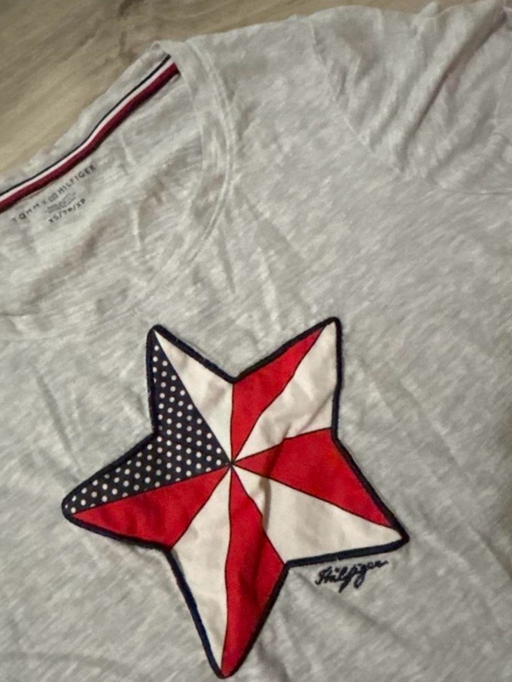 Tommy Hilfiger Kids White Short Sleeve Tee with Red & Navy Star Patch